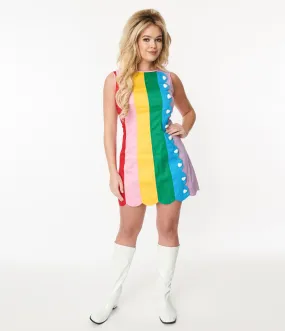 Rainbow Stripe Scallop Mini Dress