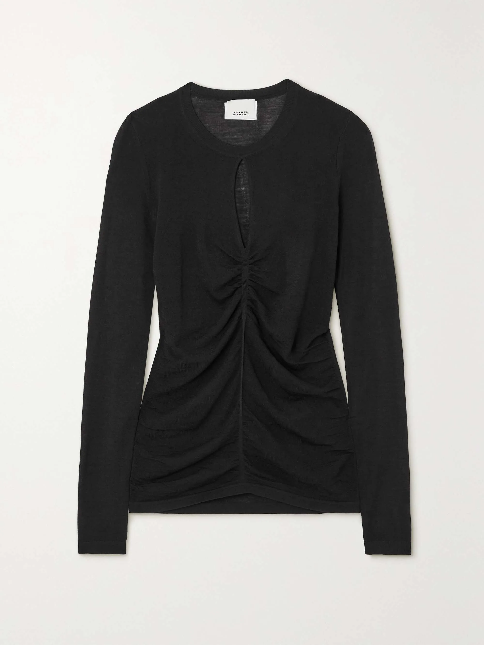 Wool U-Neck Long Sleeve with Elegant Plain Style