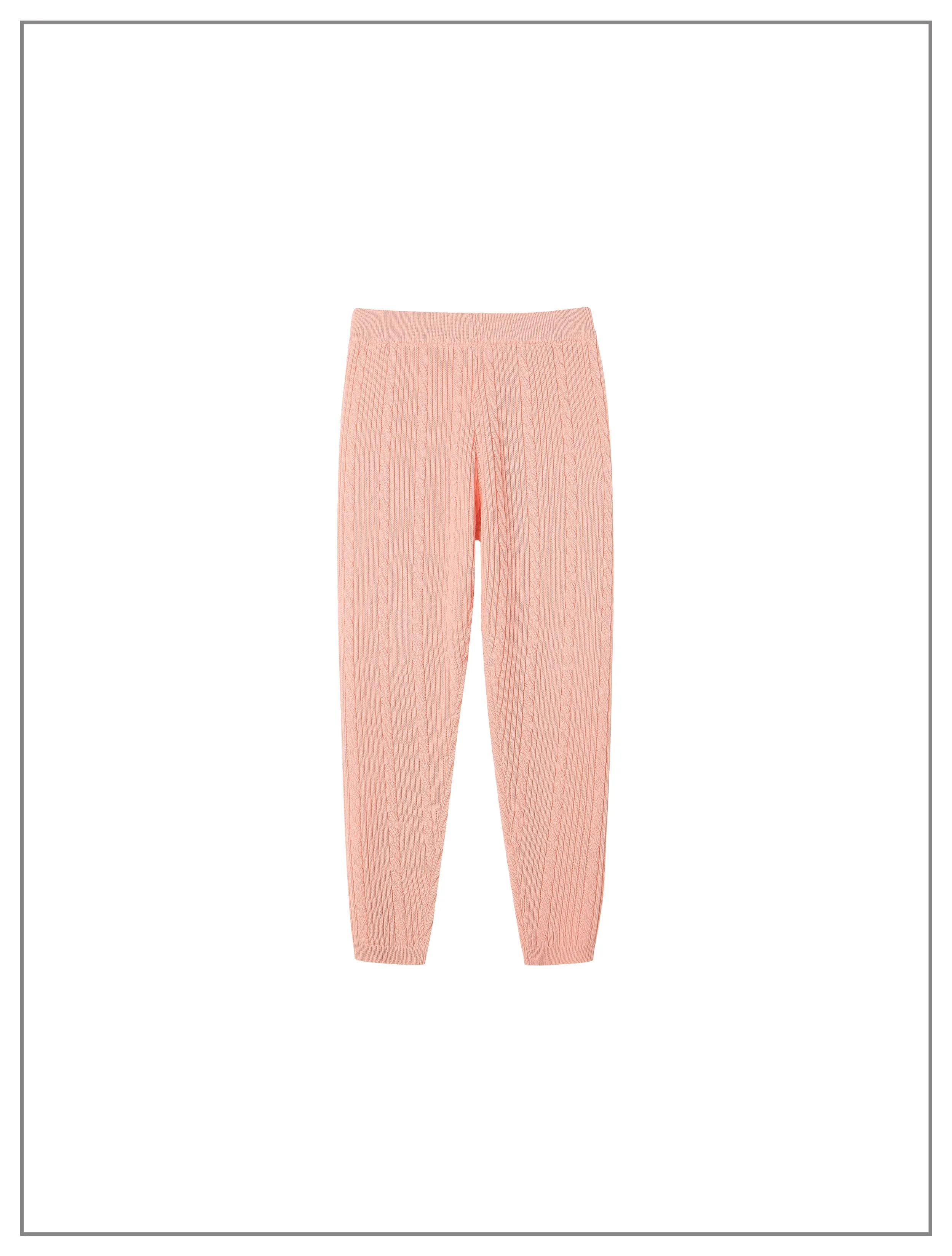 Blush Cable Knit Leggings for Adults