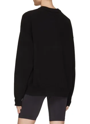 Wool Rib Crew Neck Long Sleeves Plain