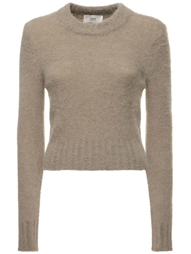 Wool Casual Long Sleeves Plain V-neck & Crew neck