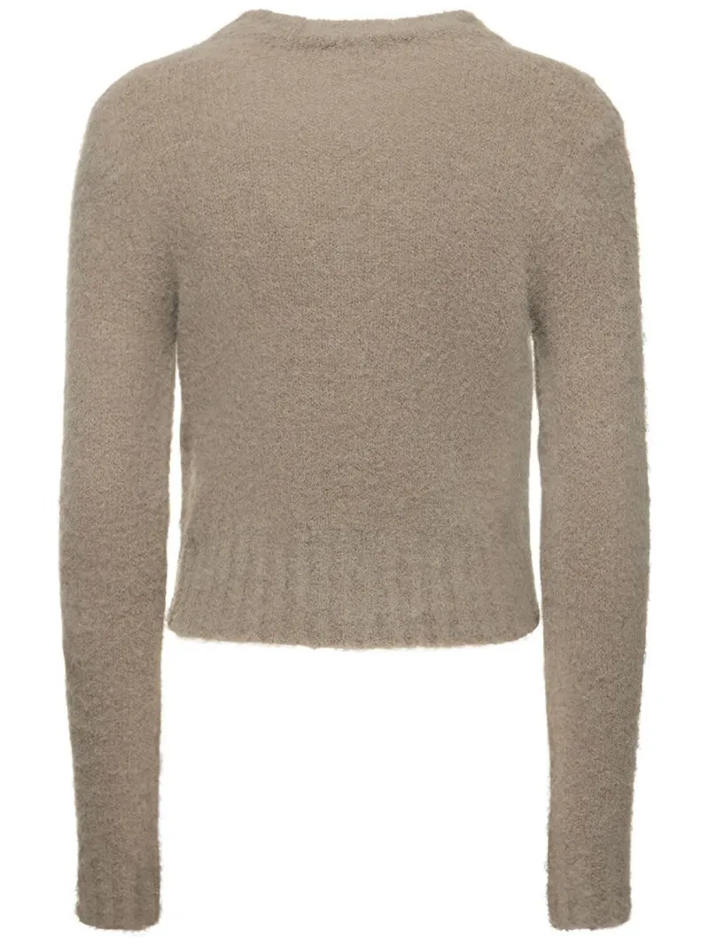 Wool Casual Long Sleeves Plain V-neck & Crew neck