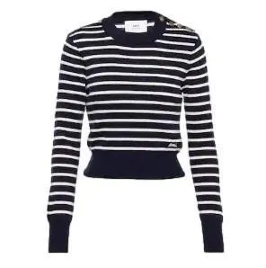 Wool Stripes Long Sleeves V-neck & Crew neck