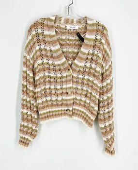 Beige/Multi Stripe Knit Cardigan in Size XS