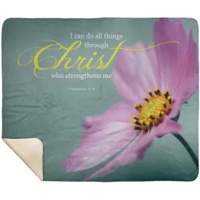 Empowering Philippians 4:13 Premium Mink Sherpa Blanket