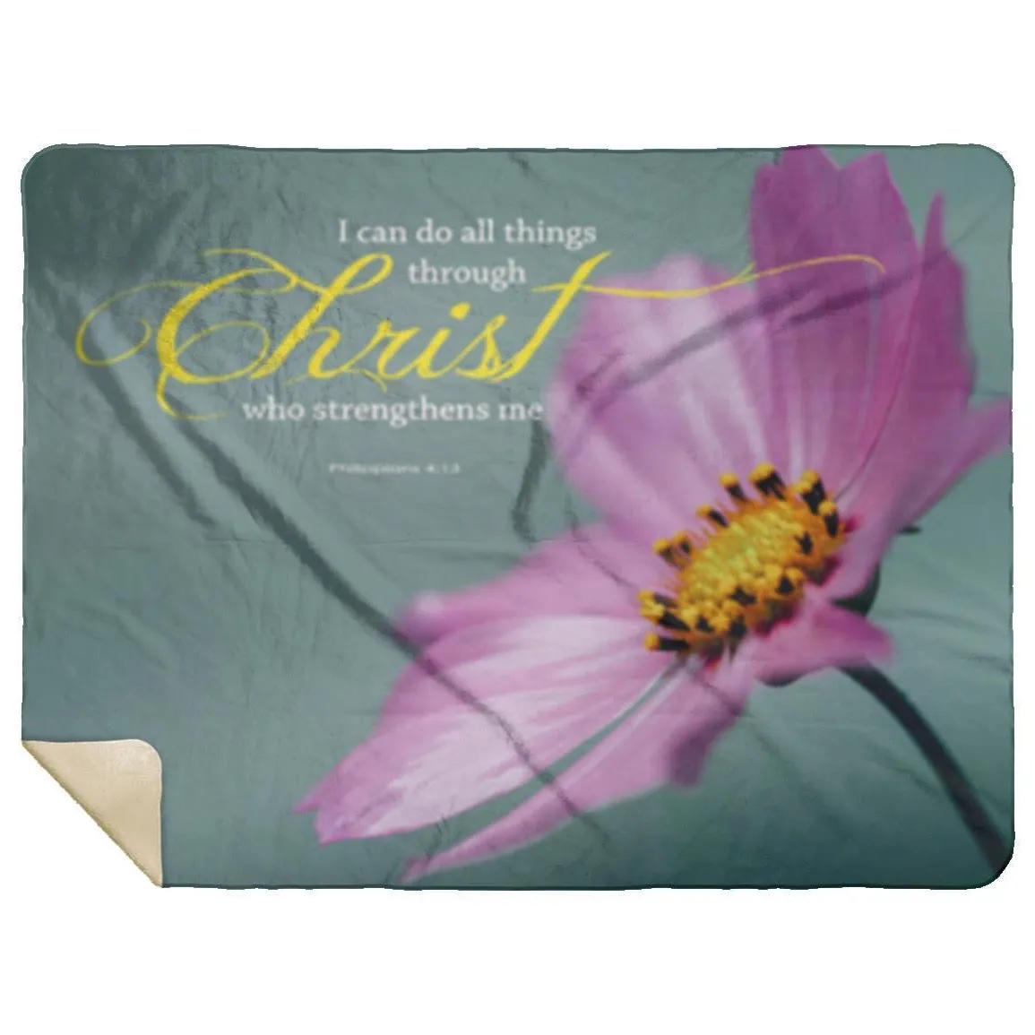 Empowering Philippians 4:13 Premium Mink Sherpa Blanket