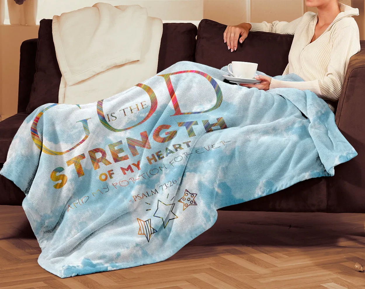 Heartwarming Sherpa Blanket featuring Psalm 73 Verse