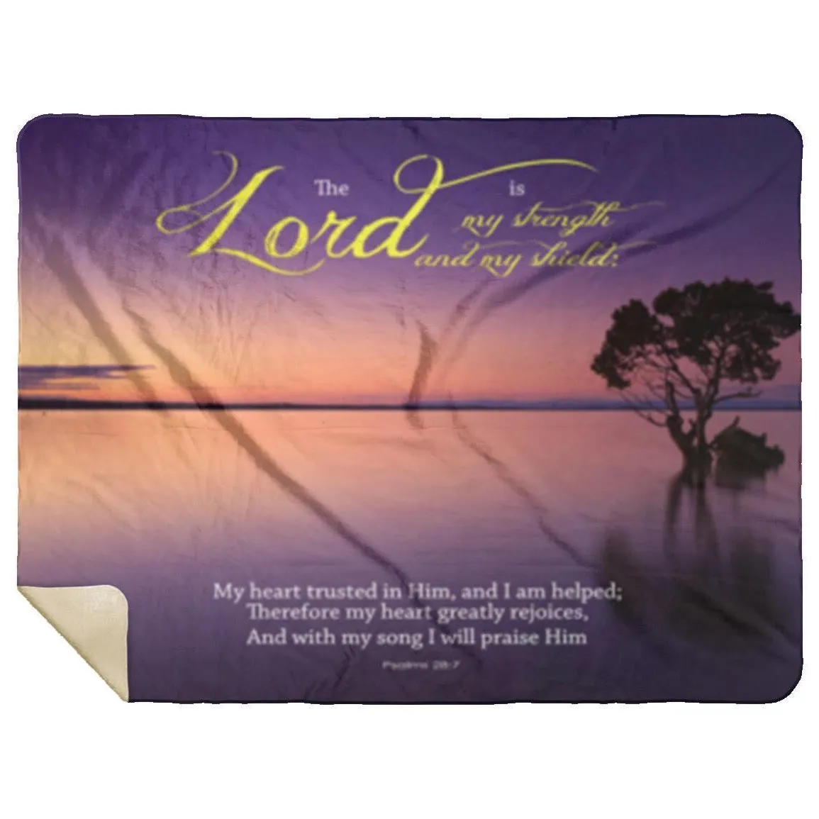 Strength and Protection Premium Sherpa Mink Blanket - Psalm 28:7 Design