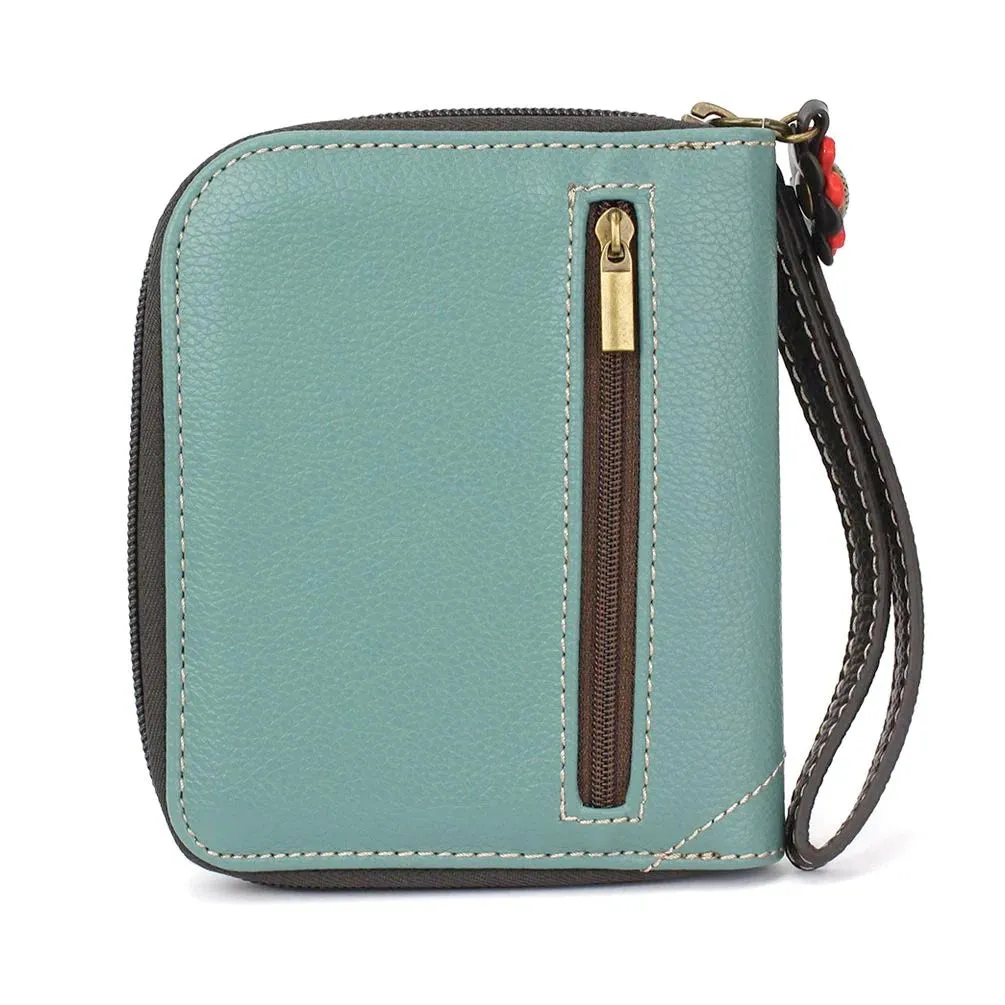 Teal Bicycle Zip Wallet