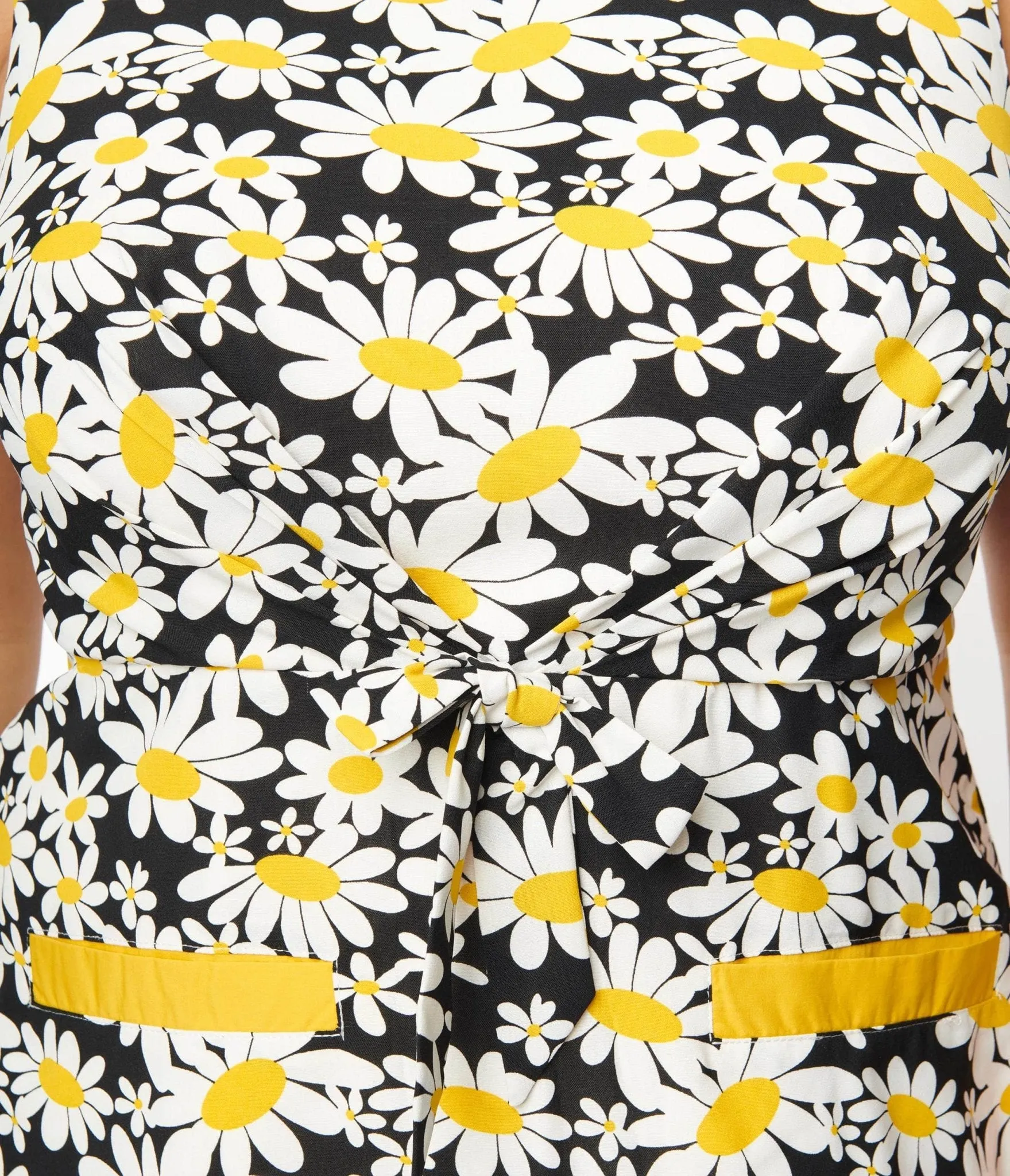 Smak Parlour Black & White Daisies Tie Front Shift Dress