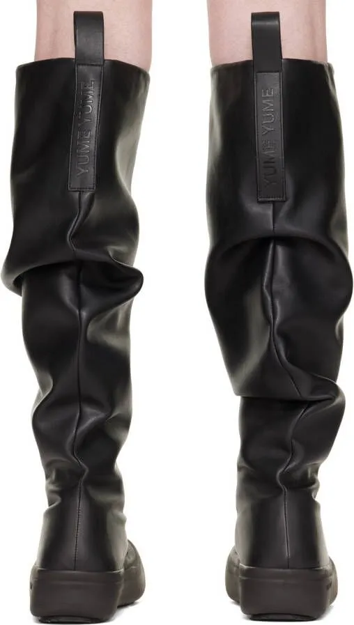 Black Fisher Faux-Leather YUME Boots