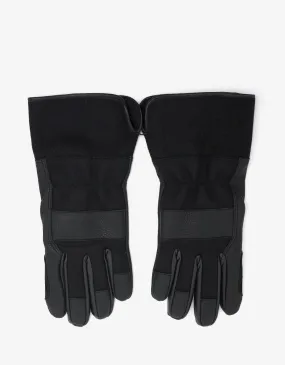 Black Leather and Wool Gloves