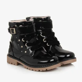 Black Patent Faux Leather Boots for Girls