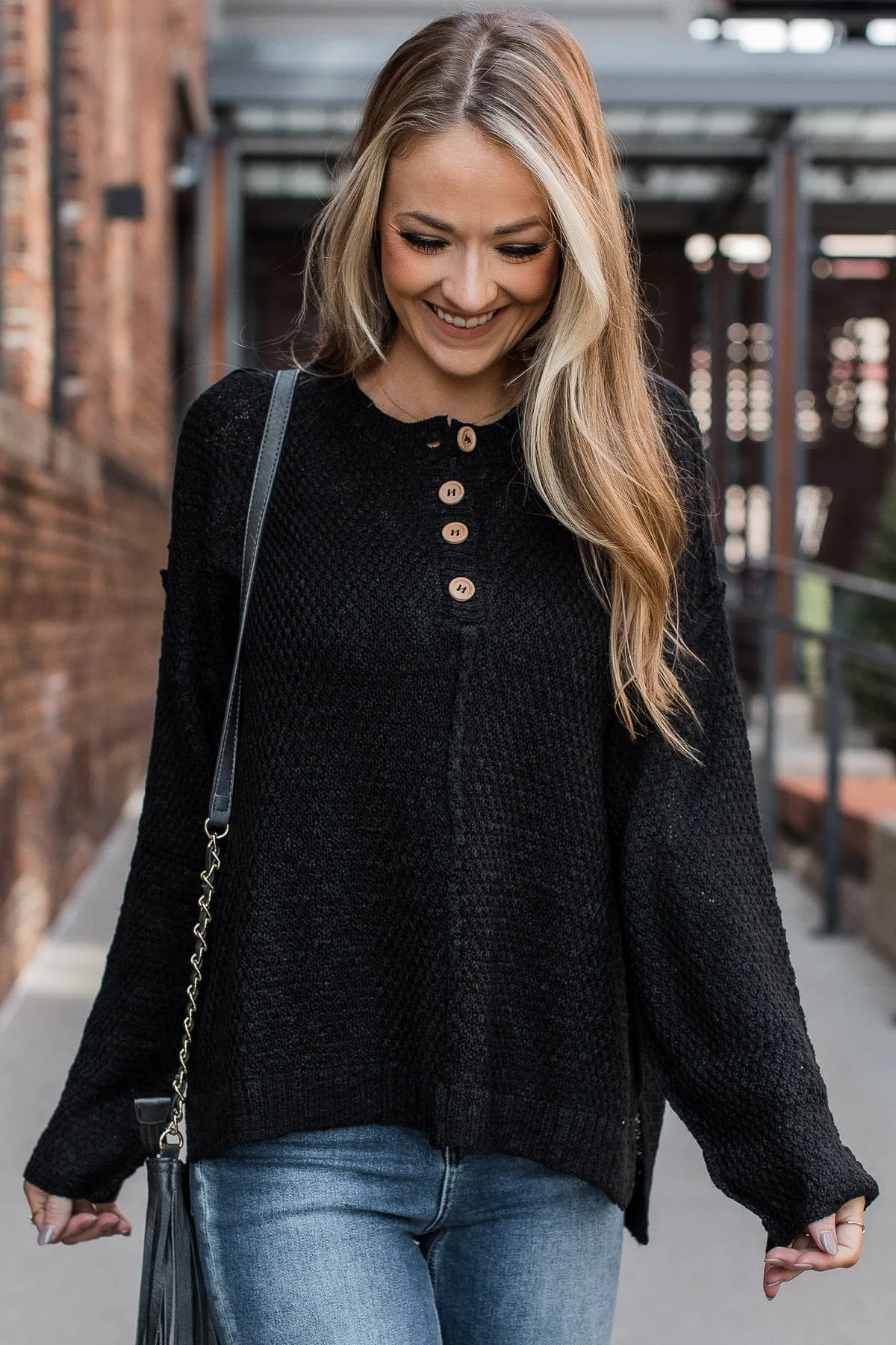 Rebellious Black Button Top