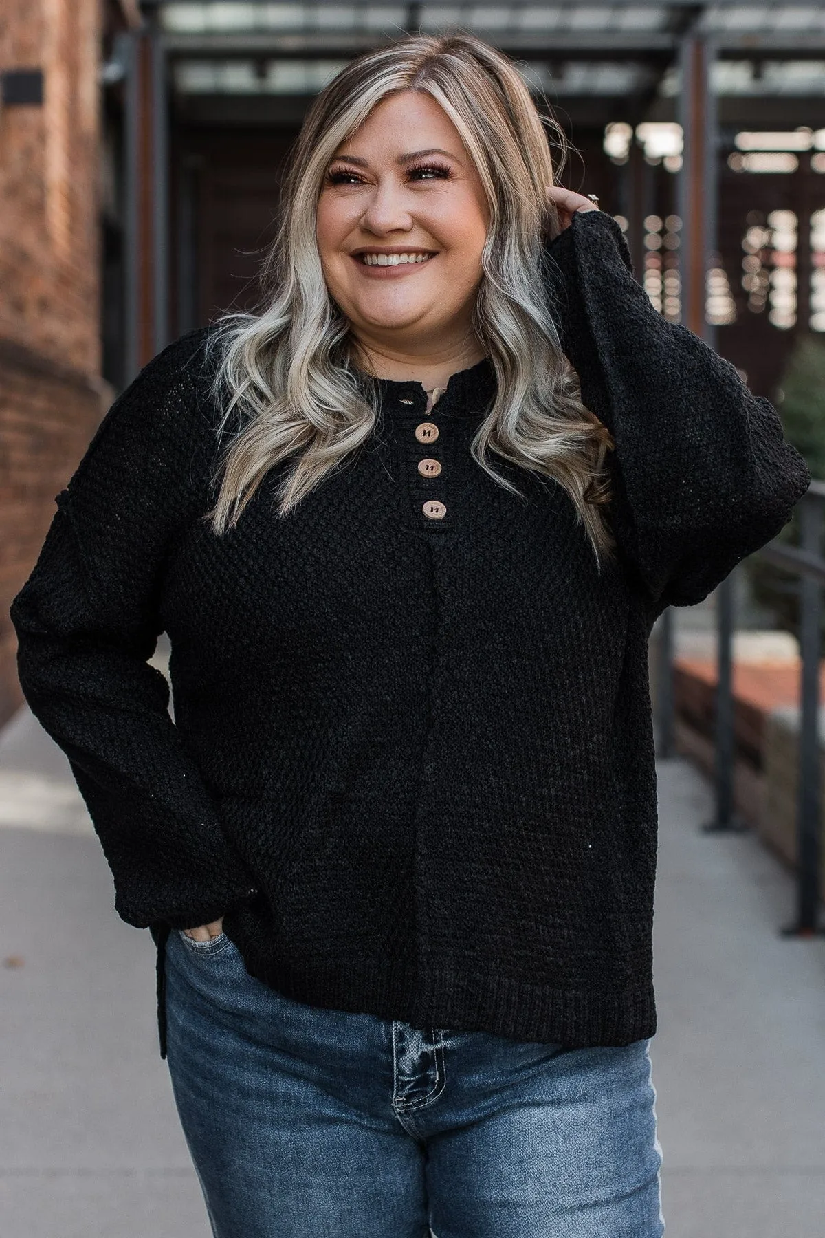 Rebellious Black Button Top