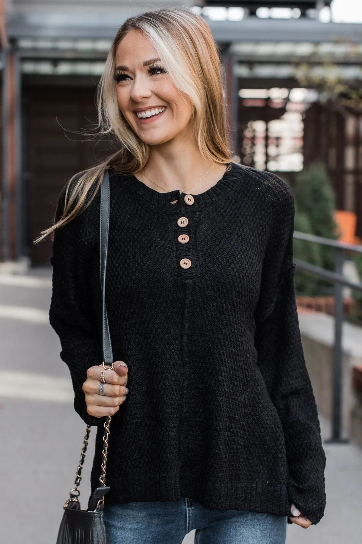 Rebellious Black Button Top