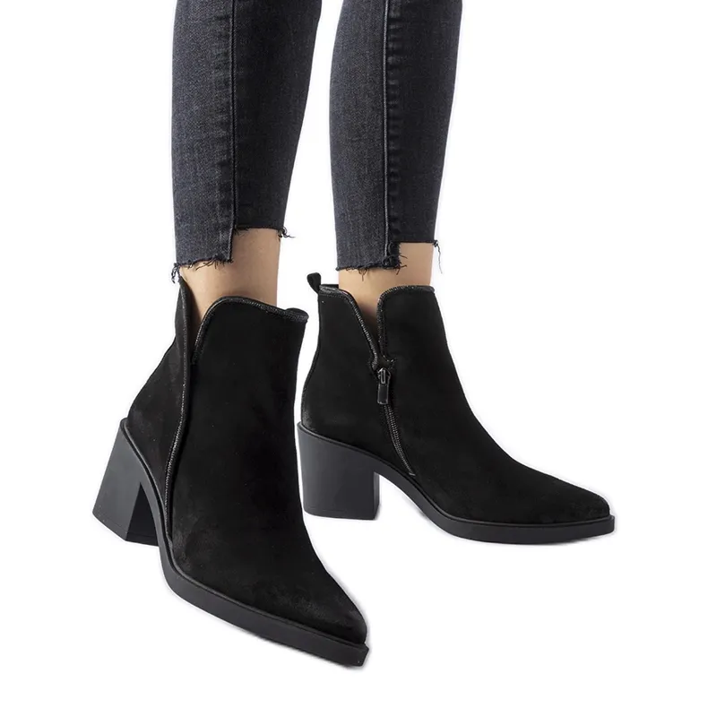 Black Suede Ankle Boots by Karino