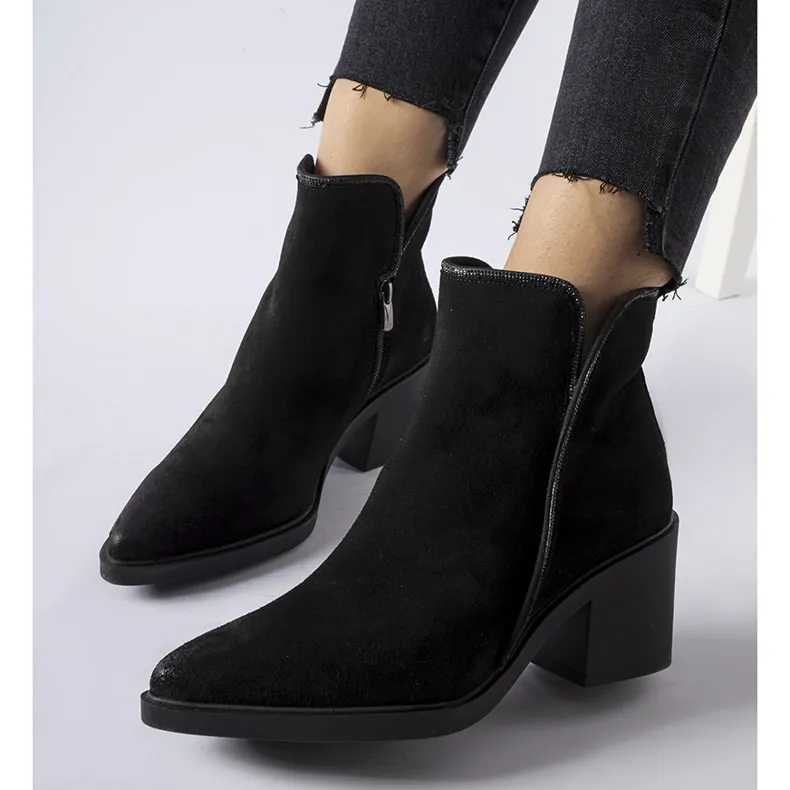 Black Suede Ankle Boots by Karino