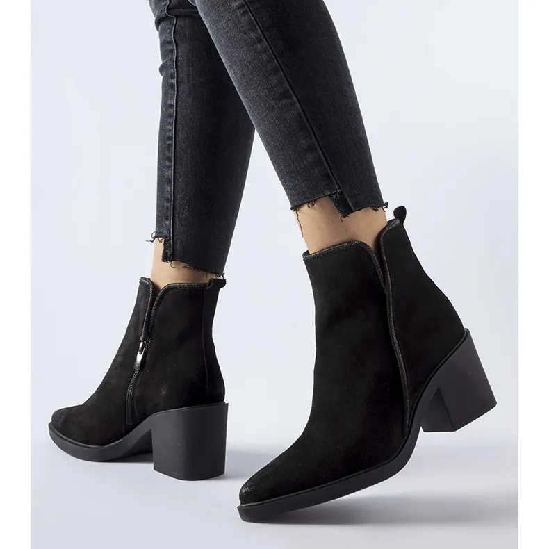 Black Suede Ankle Boots by Karino