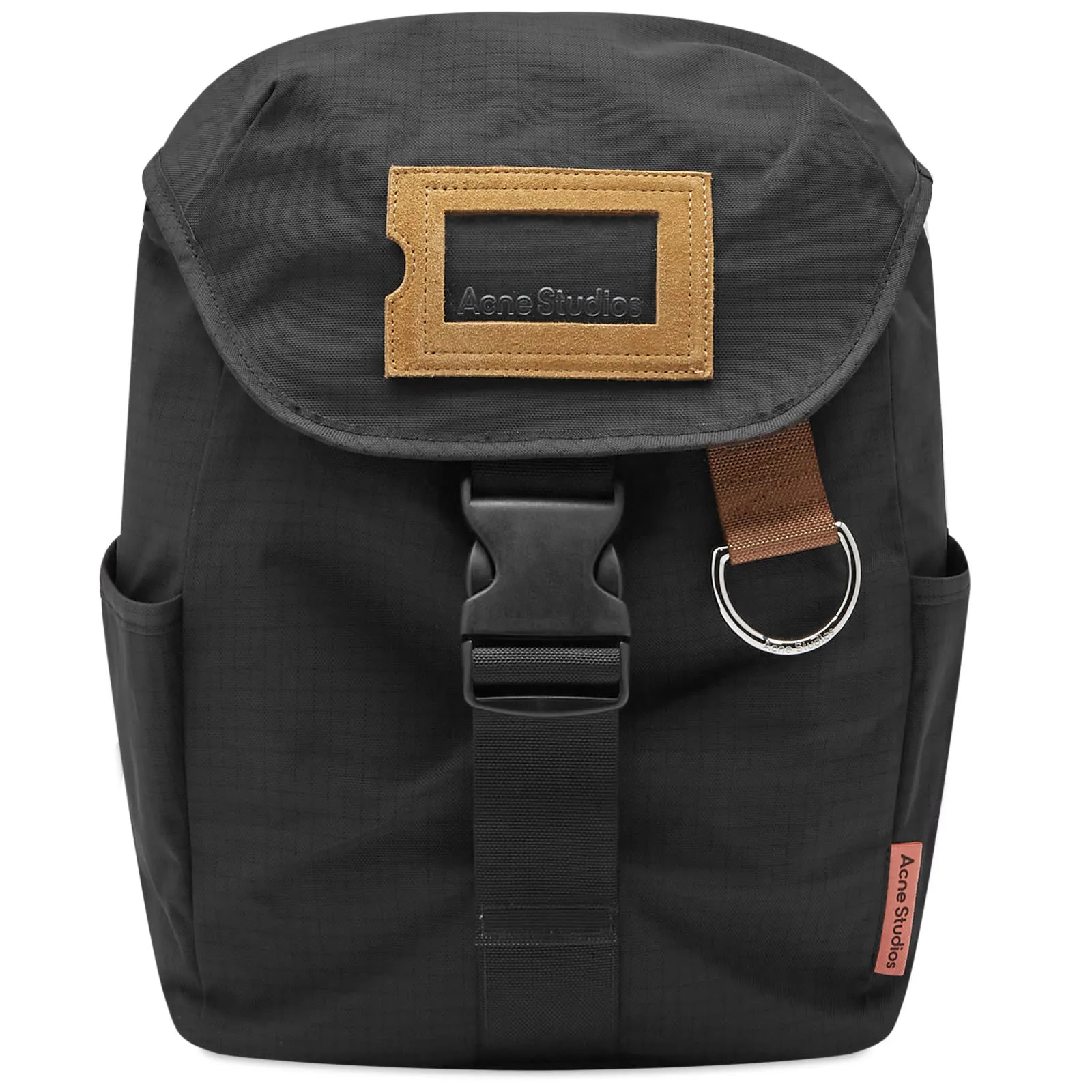 Black Suede Post Ripstop Backpack by Acne Studios