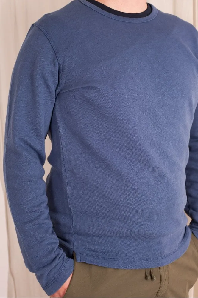 Blue Crew Neck Knit Sweater