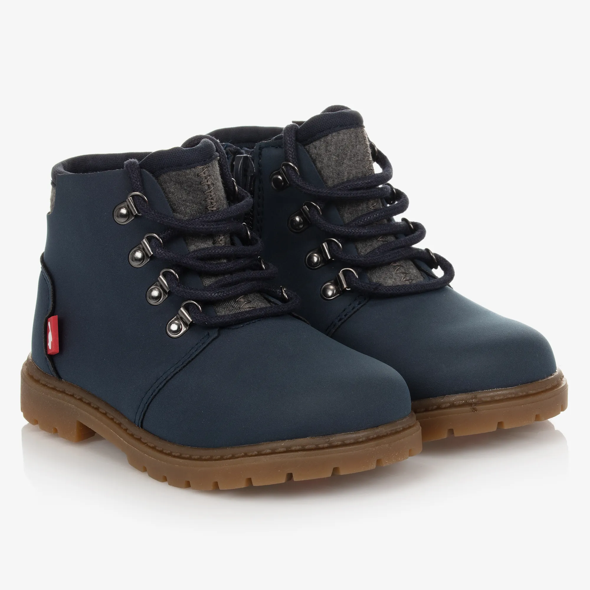 Blue Faux Leather Boys Boots