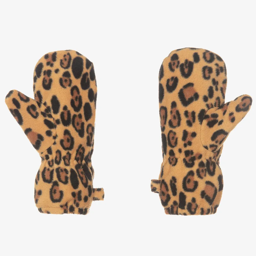 Brown Leopard Mittens for Girls