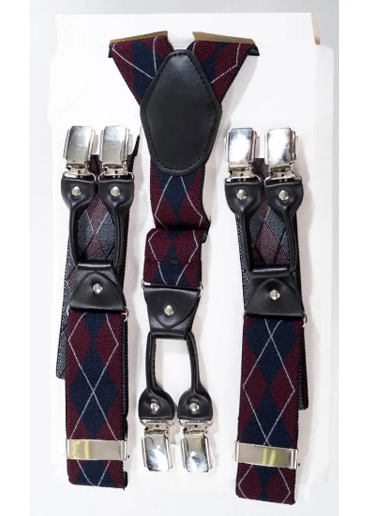 Gentlemens Rhombus Burgundy Rockabilly Braces