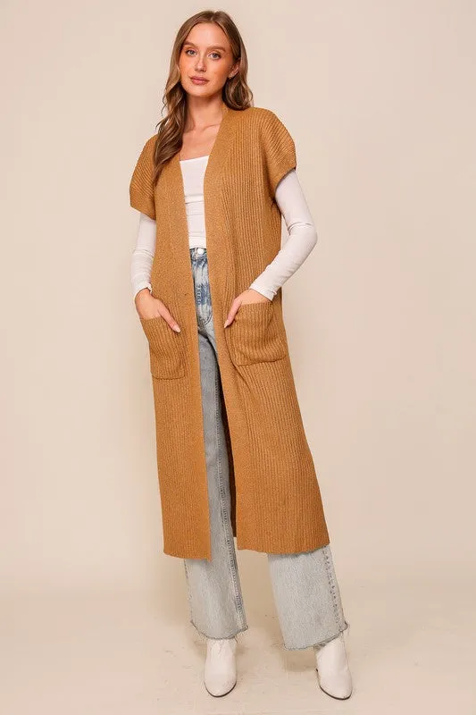 Brown Short Sleeve Duster Jacket