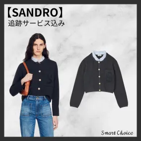 sandro | Casual Blended Fabrics Long Sleeve Plain Office Style