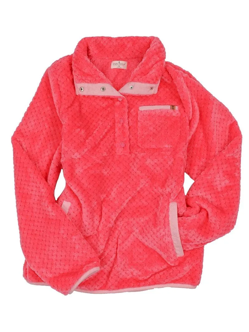 Women's Pink Sherpa Pullover Sweatshirt with Long Sleeves by Simply Southern