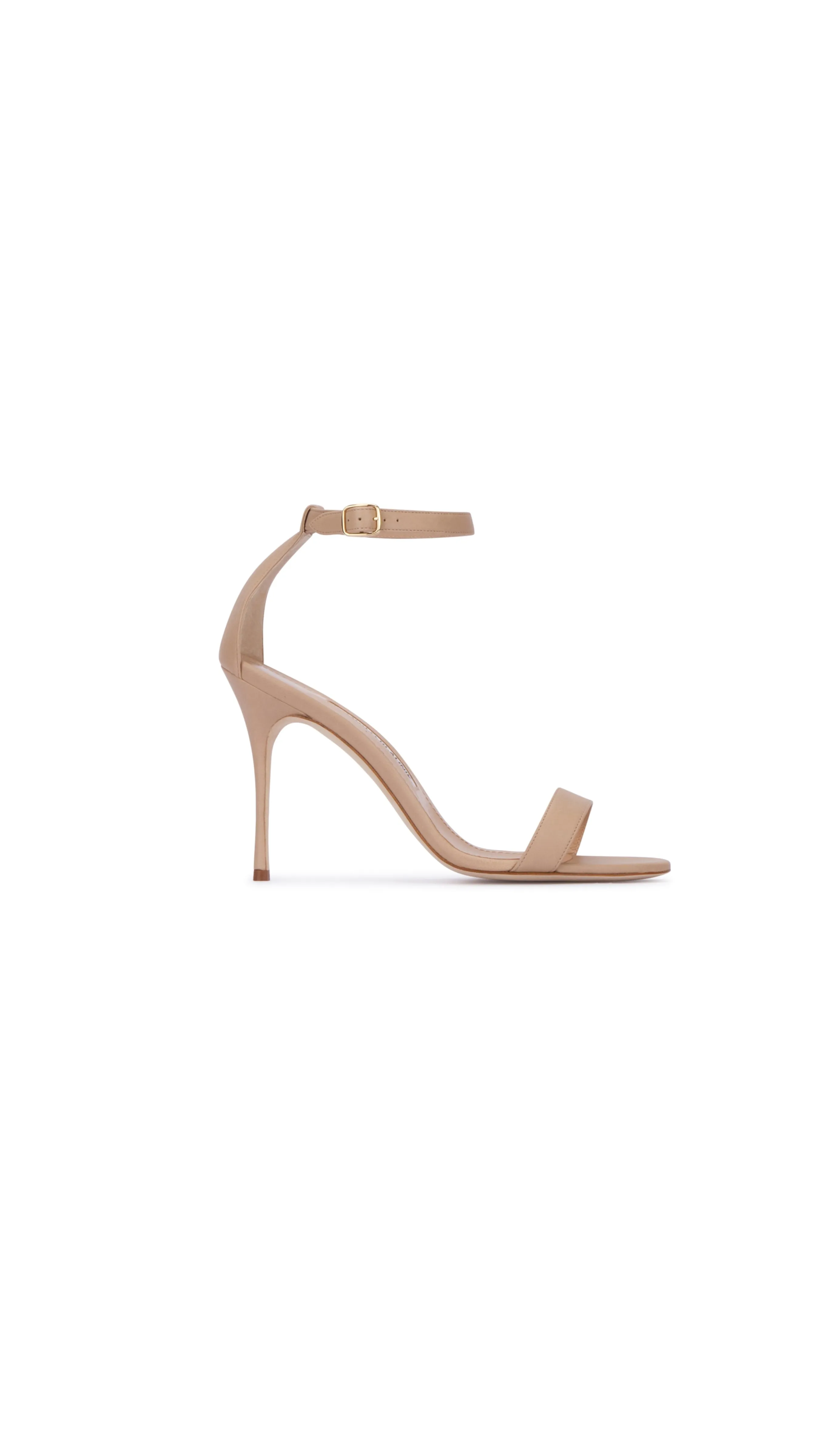 Leather Ankle Strap Sandals - Nude