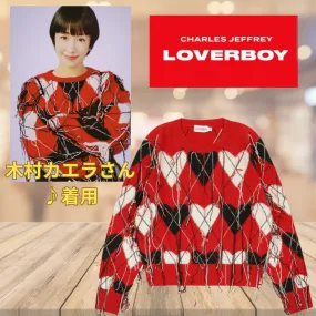 Unisex Wool Long Sleeve Logo V-neck & Crew Neck Heart Charles Jeffrey LOVERBOY