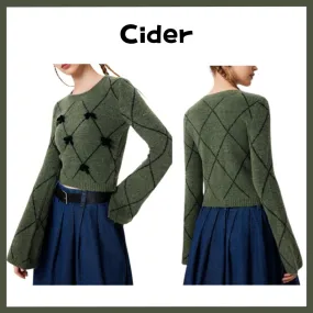 Casual Wool Office Style Elegant Crew Neck Cider