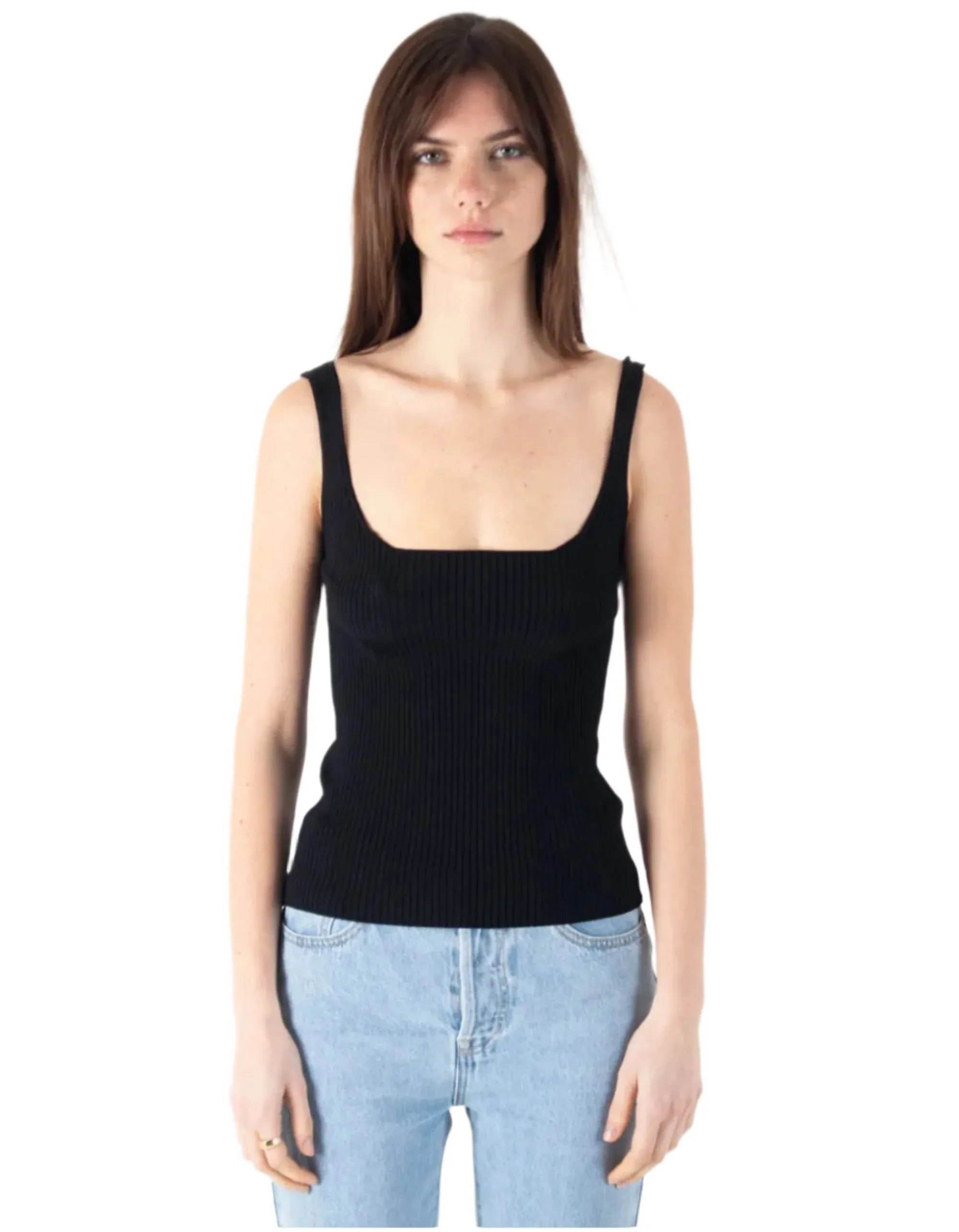 Black Ribbed Tank by Sweewe