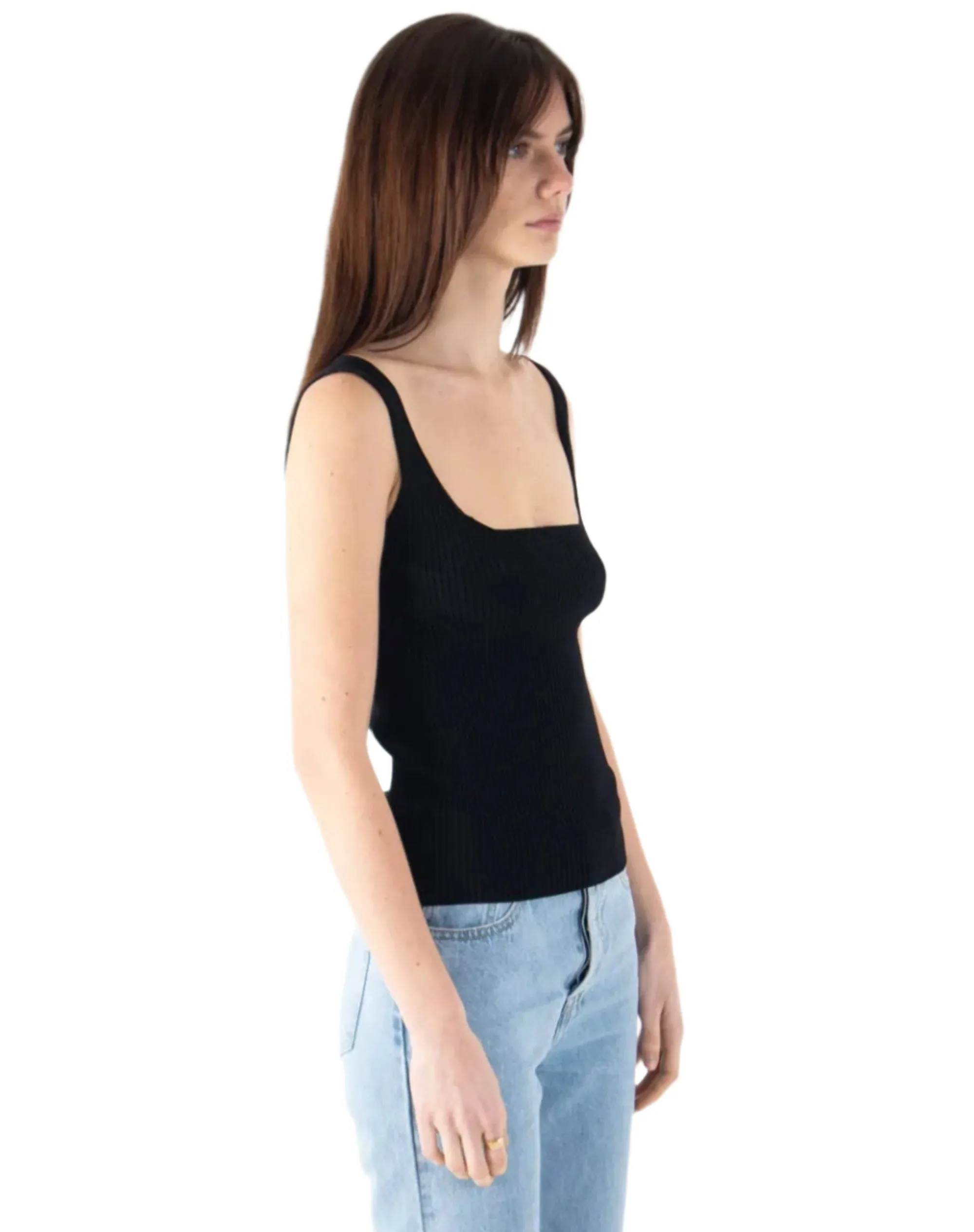 Black Ribbed Tank by Sweewe