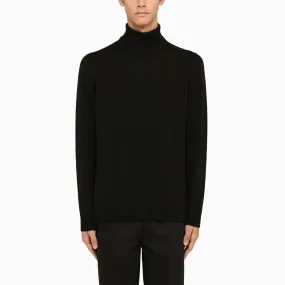 Classic Black Wool Turtleneck - Drumohr