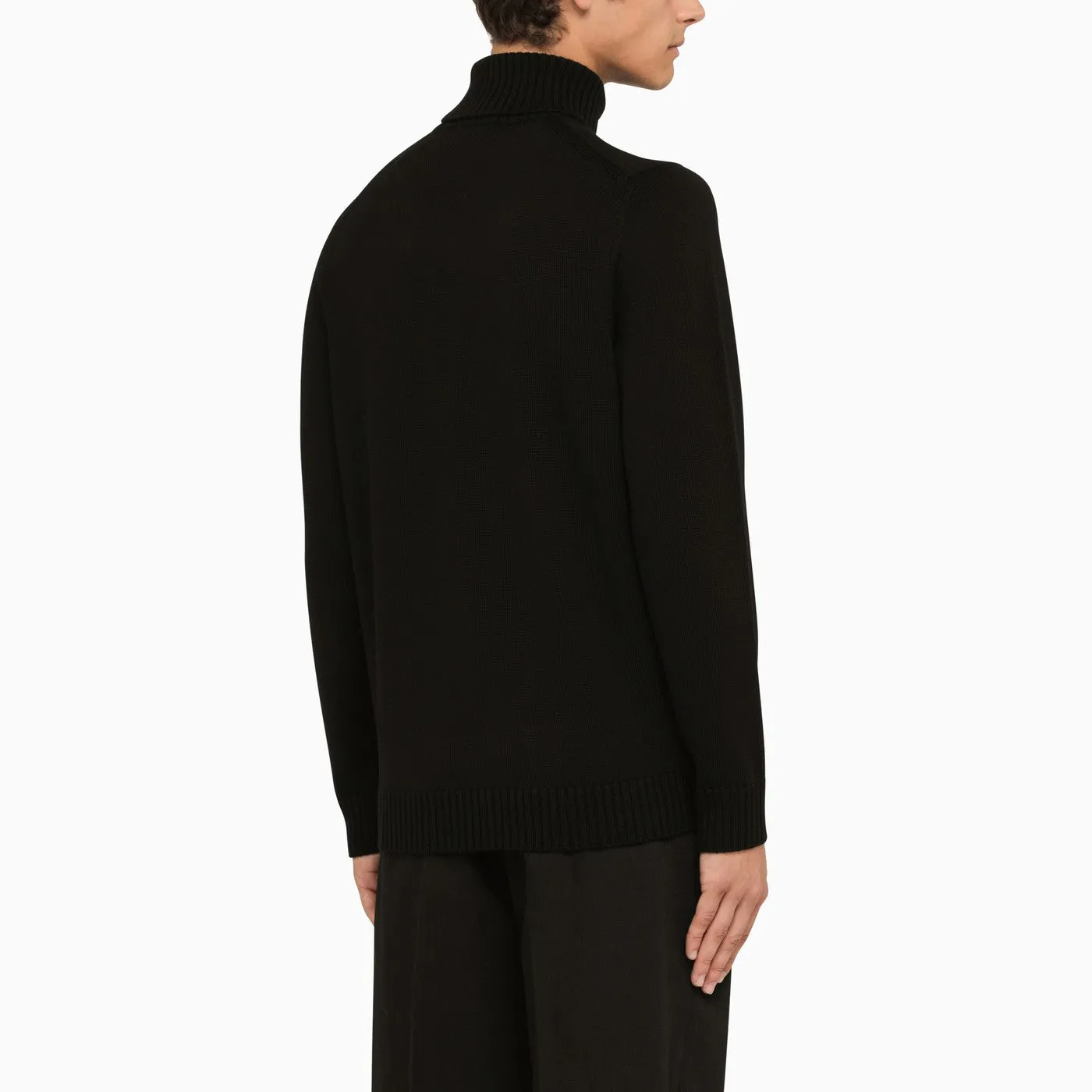 Classic Black Wool Turtleneck - Drumohr