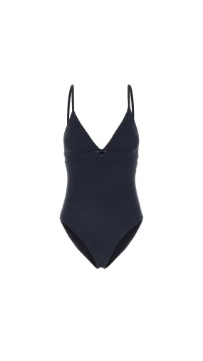 Knit Navy Blue One-Piece Swimsuit