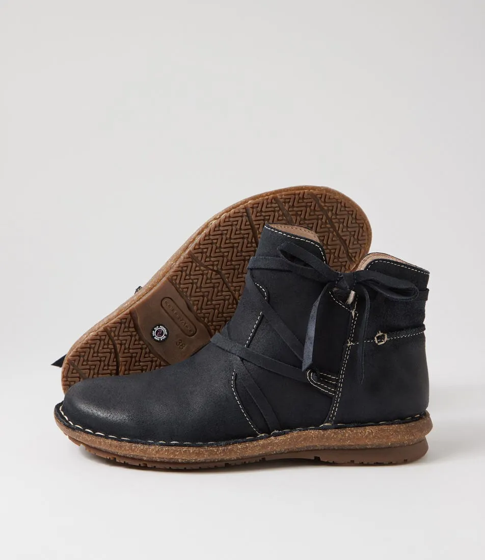 Echo Navy Suede Ankle Boots - COLORADO