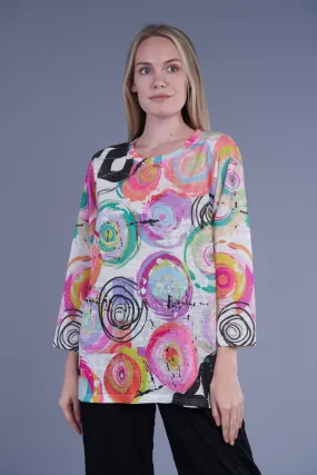 Colorful Circles Slub Knit Top by Shana