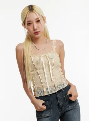 Ribbon Lace ID315 Sleeveless Crop Top