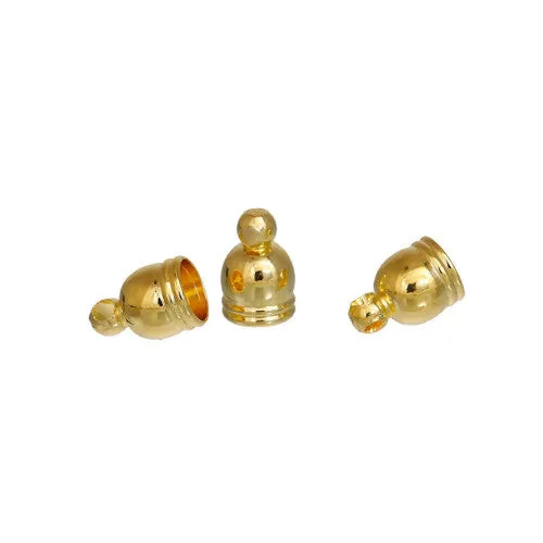 Cord Ends, Bell Cap, Gold Plated, 9x6mm, Fits Up to 5mm Cord