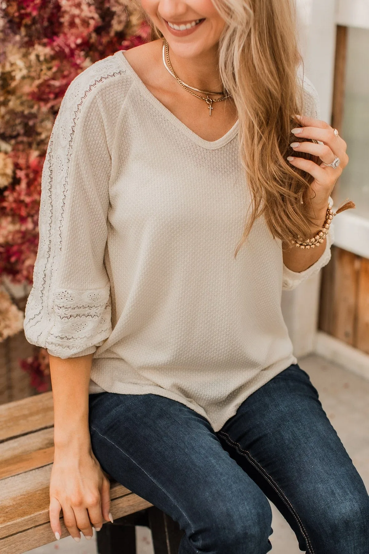 Charming Cream Knit Top