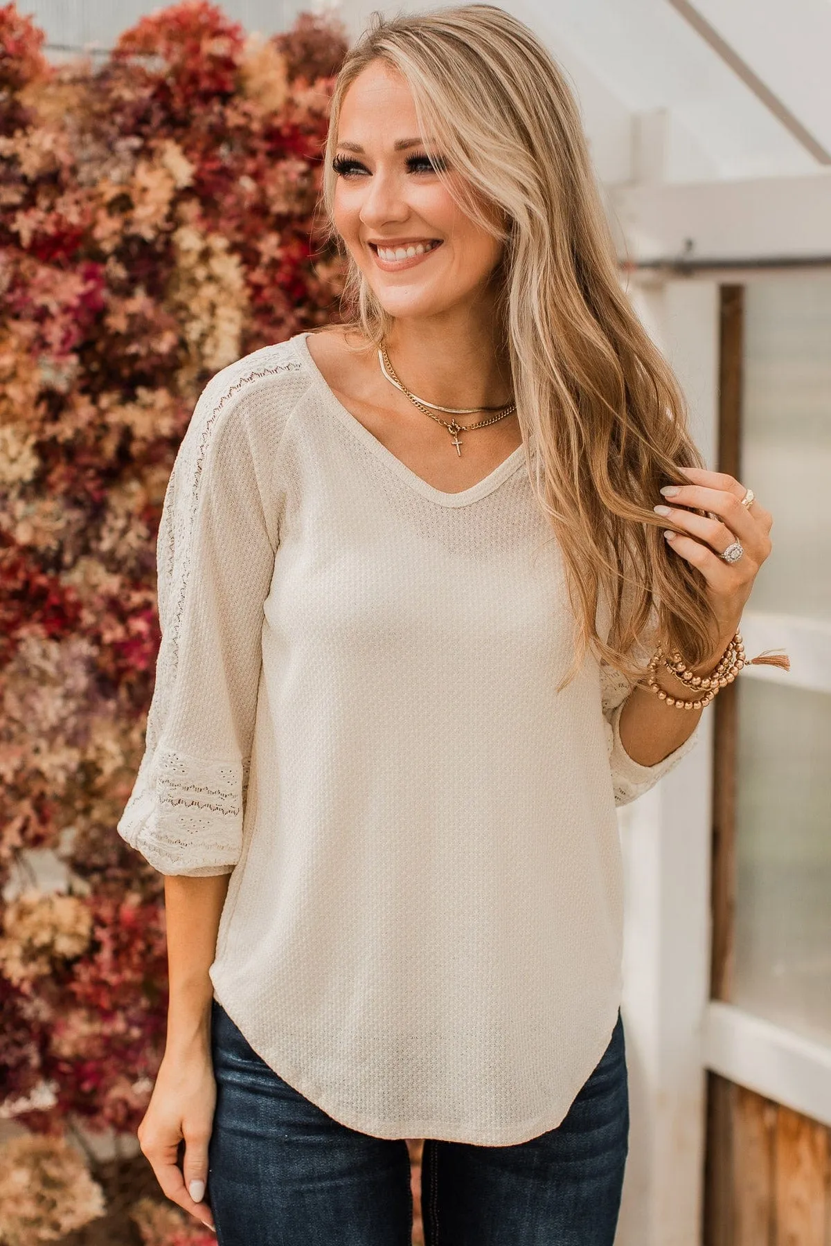 Charming Cream Knit Top