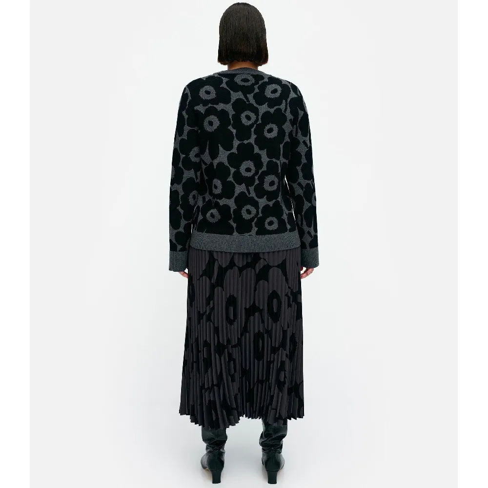 marimekko | Crew Neck Flower Pattern Wool Rib Casual Long Sleeves