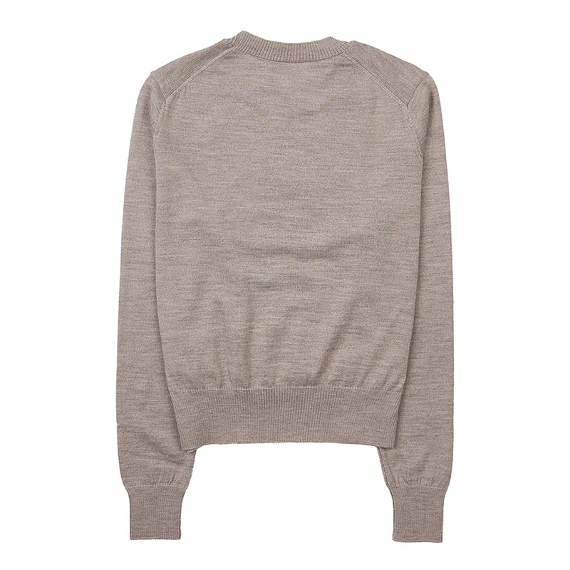 Wool Rib Crew Neck Shirt with Street Style Logo