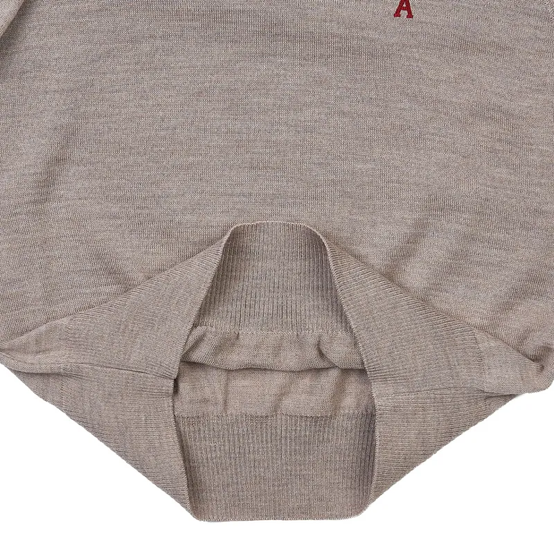 Wool Rib Crew Neck Shirt with Street Style Logo