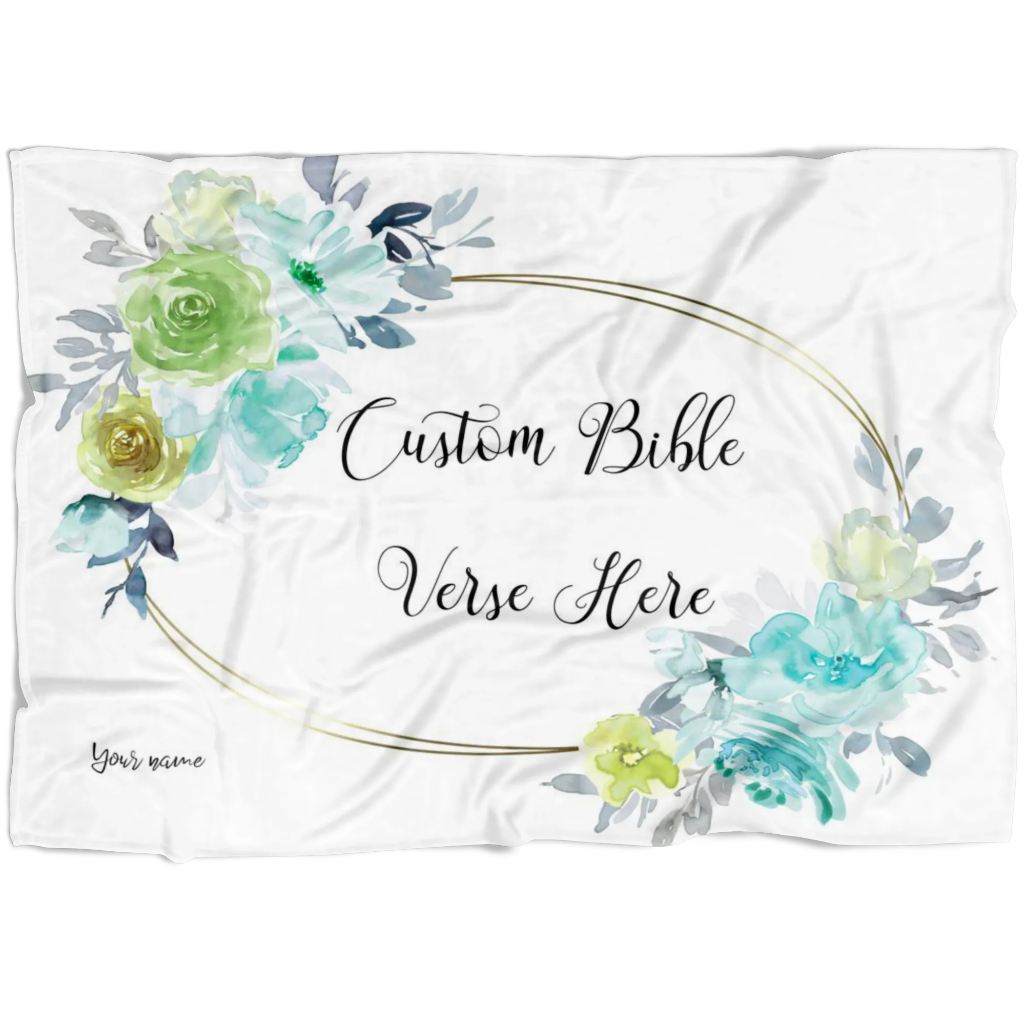 Customizable Artistic Bible Verse Premium Mink Sherpa Blanket with Signature (Design: Rectangle Garland 7)