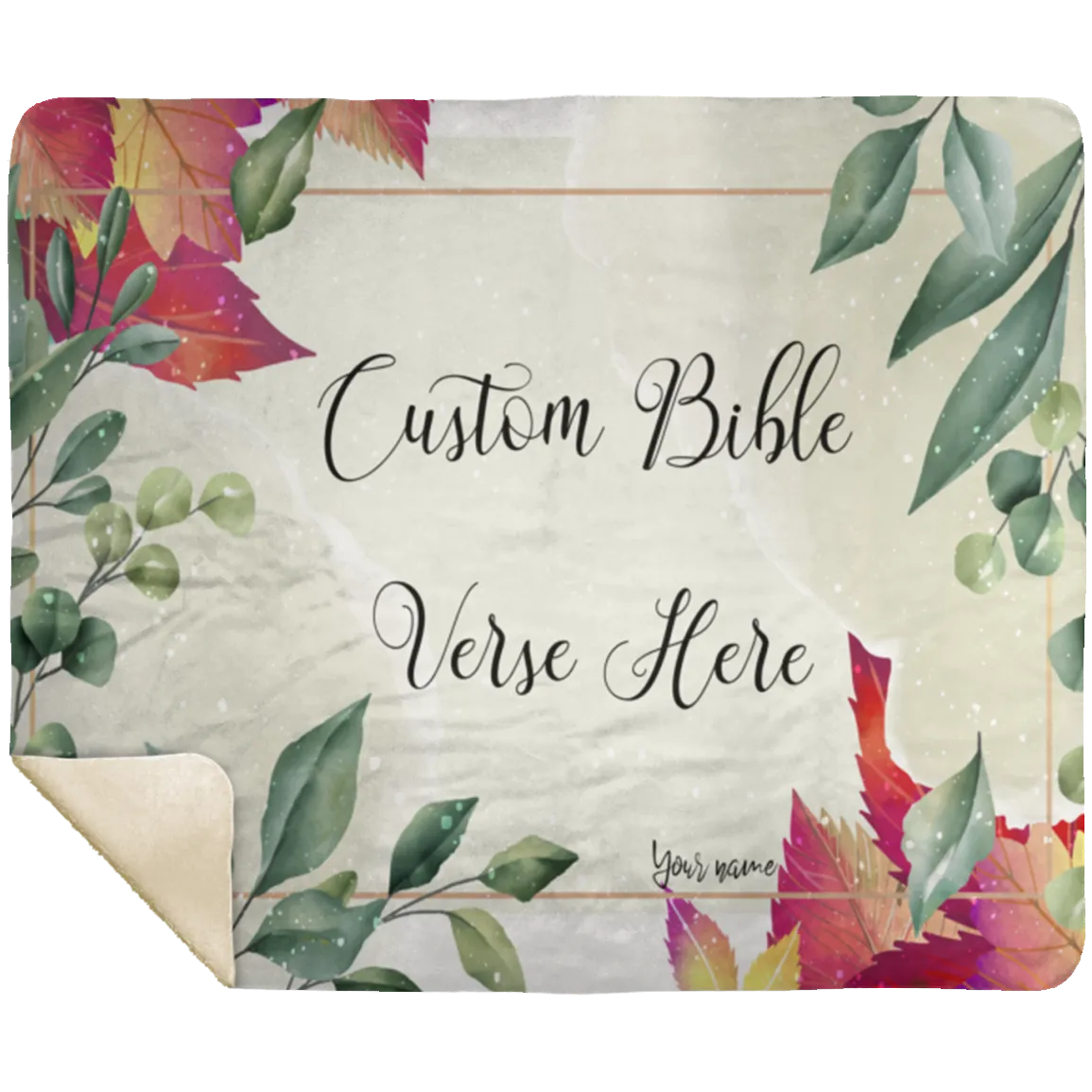 Customizable Artistic Bible Verse Premium Mink Sherpa Blanket with Signature (Design: Rectangle Garland 3)